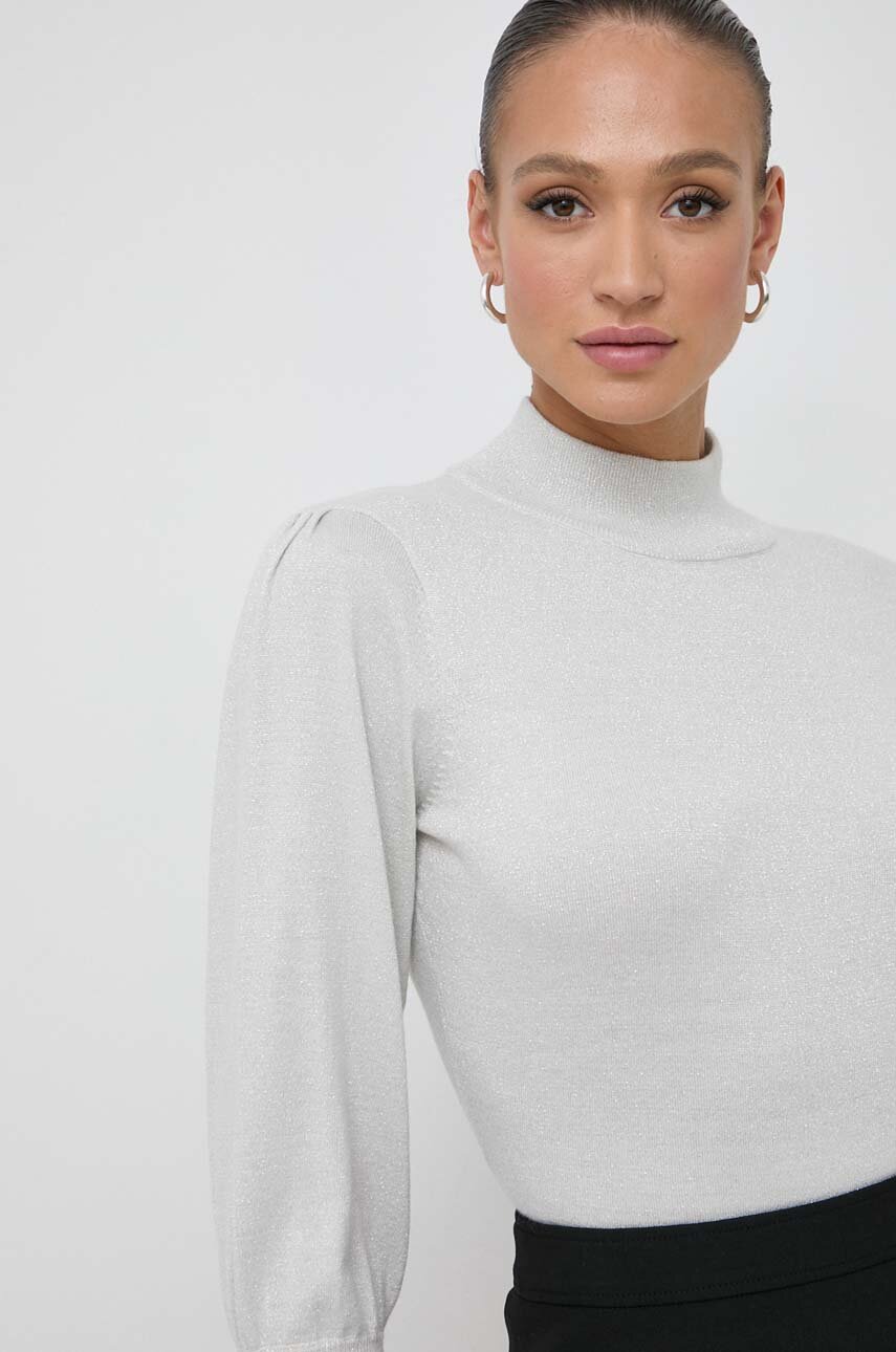 Silvian Heach sweter damski kolor srebrny lekki z półgolfem