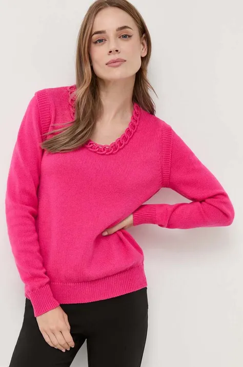 Silvian Heach sweter z domieszką wełny damski kolor różowy