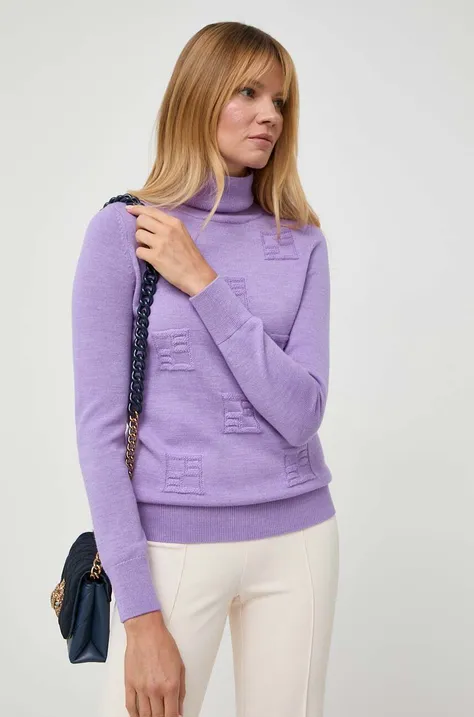 Beatrice B sweter wełniany damski kolor fioletowy lekki