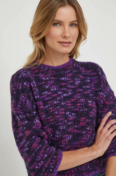Rich & Royal sweter z domieszką wełny damski kolor fioletowy ciepły