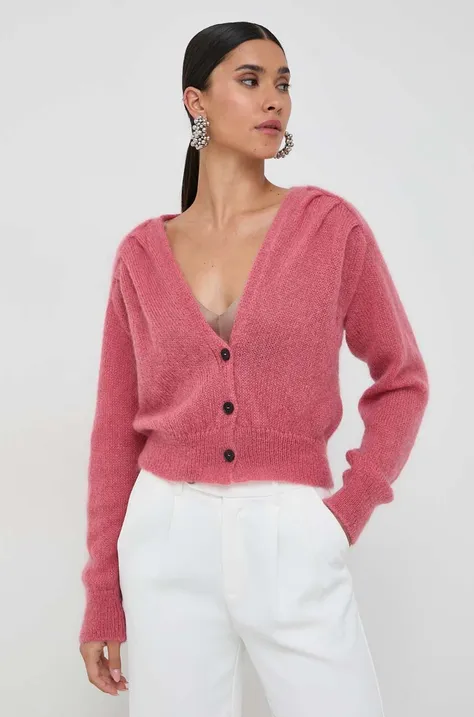Liviana Conti sweter z domieszką wełny damski kolor różowy