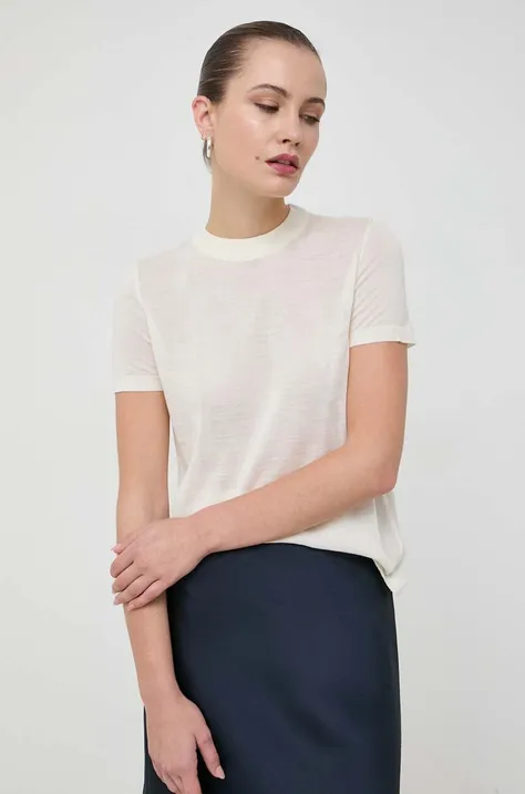 Liviana Conti t-shirt wełniany kolor beżowy z półgolfem