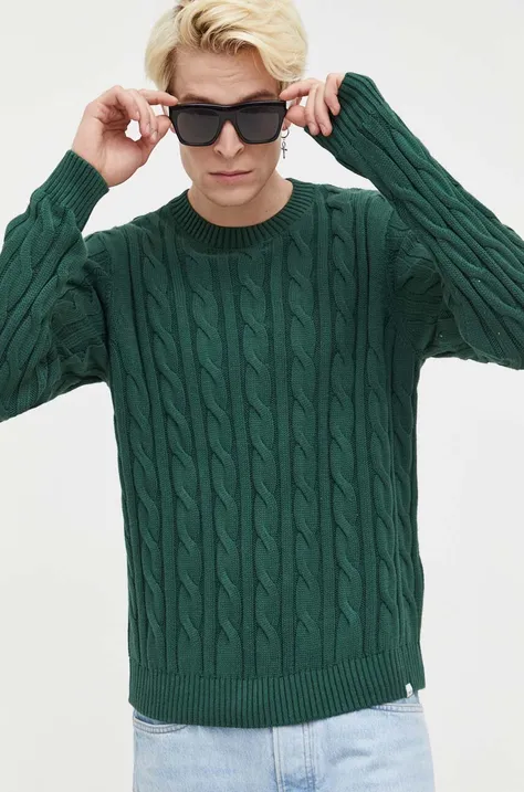 Solid sweter bawełniany kolor zielony