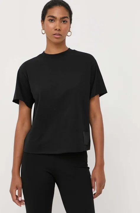 Bombažna kratka majica Liviana Conti črna barva