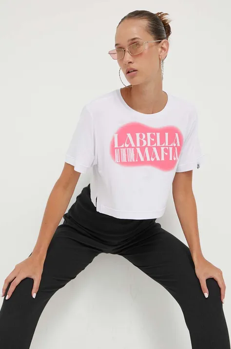 Kratka majica LaBellaMafia ženski, bela barva