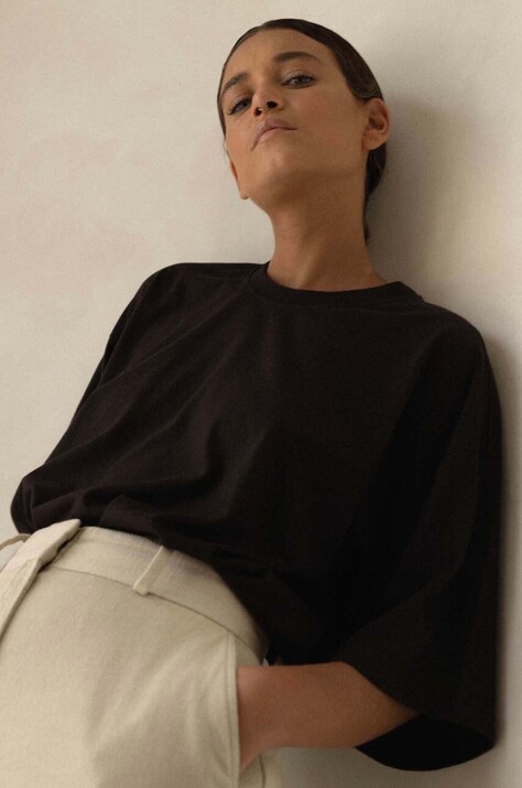 Bavlněné tričko MUUV. hnědá barva