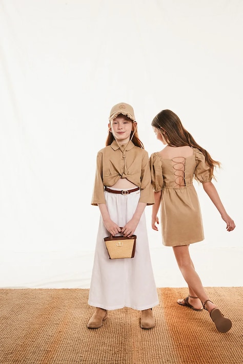 Бавовняна бейсболка Twinset колір бежевий з аплікацією 251GJ5022