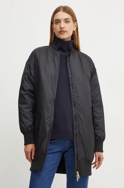 Liviana Conti geaca de puf femei, culoarea negru, de tranzitie, oversize, F4WW15