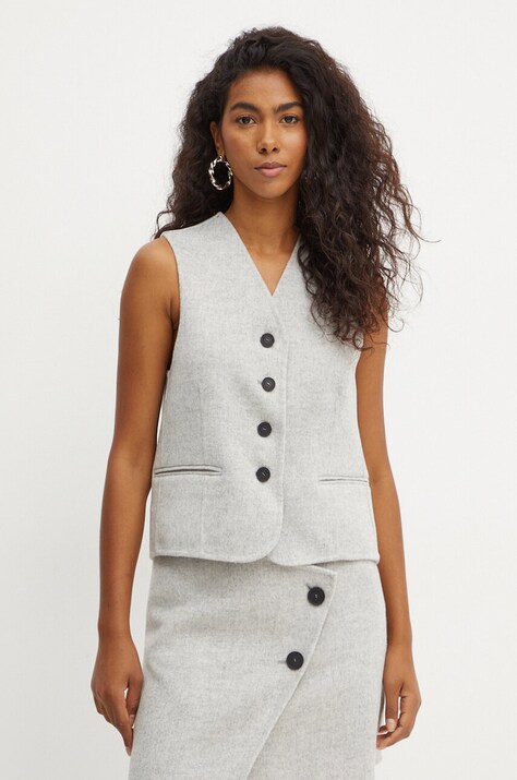 Μάλλινο γιλέκο Liviana Conti χρώμα: γκρι, F4WW64