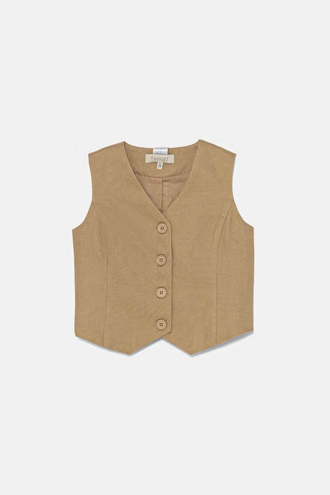 Twinset vestă de in pentru copii culoarea bej, 251GJ2402