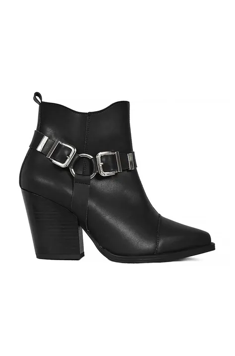 Kovbojské topánky Altercore Musca dámske, čierna farba, na podpätku, Musca Vegan