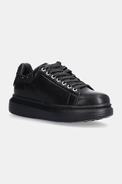 Kožené tenisky GOE čierna farba, OO2N4004 BLACK