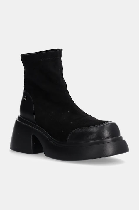 Členkové topánky GOE dámske, čierna farba, na podpätku, OO2N4153 BLACK