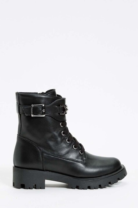 Twinset bocanci din piele pentru copii culoarea negru, 242GCJ030