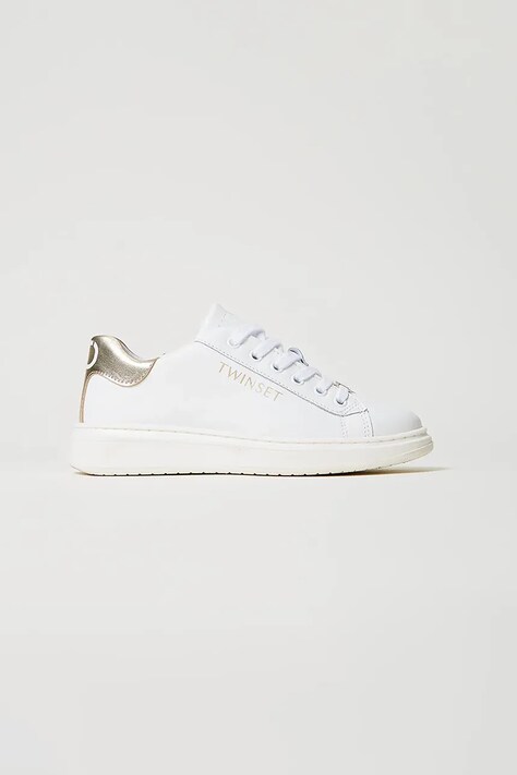 Παιδικά δερμάτινα αθλητικά παπούτσια Twinset χρώμα: άσπρο, 251GCJ010