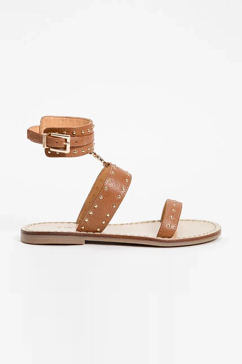 Twinset sandale din piele pentru copii culoarea maro, 251GCJ04C