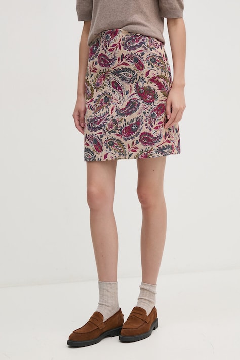 Mos Mosh spódnica z domieszką wełny kolor beżowy mini prosta 166370