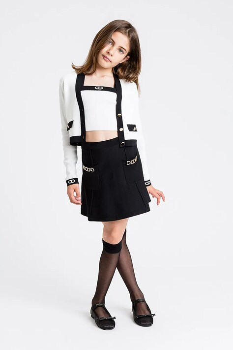 Twinset fusta fete culoarea negru, mini, evazati, 251GJ3QW3