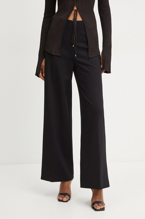 Liviana Conti pantaloni femei, culoarea negru, drept, high waist, L4WI53