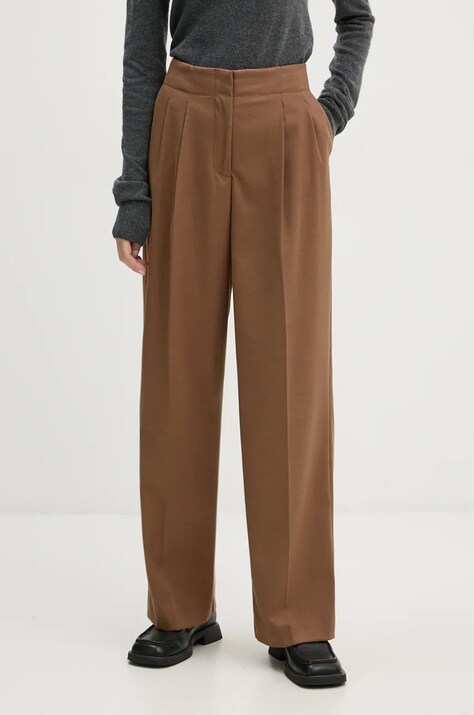 2NDDAY pantaloni Carter femei, culoarea bej, drept, high waist, 2245161120