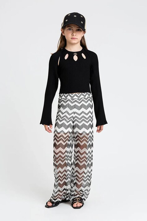 Дитячі штани Twinset колір чорний візерунок 251GJ2553