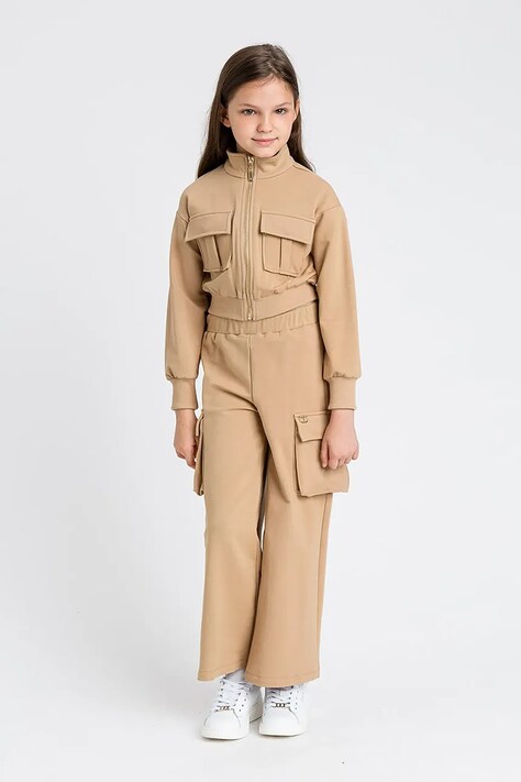 Детски панталон Twinset в бежово с изчистен дизайн 251GJ2586