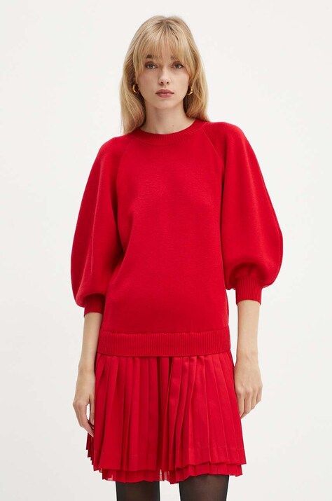 Silvian Heach rochie din amestec de lana DANNY culoarea rosu, mini, evazată, GPA24210VE