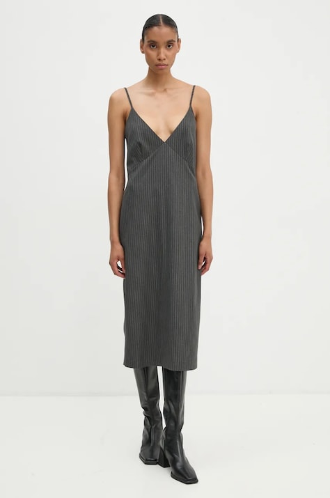 2NDDAY rochie Medellin culoarea gri, midi, dreaptă, 2245126170