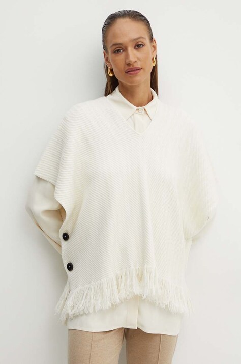 Μάλλινο πόντσο Liviana Conti χρώμα: μπεζ, F4WB33