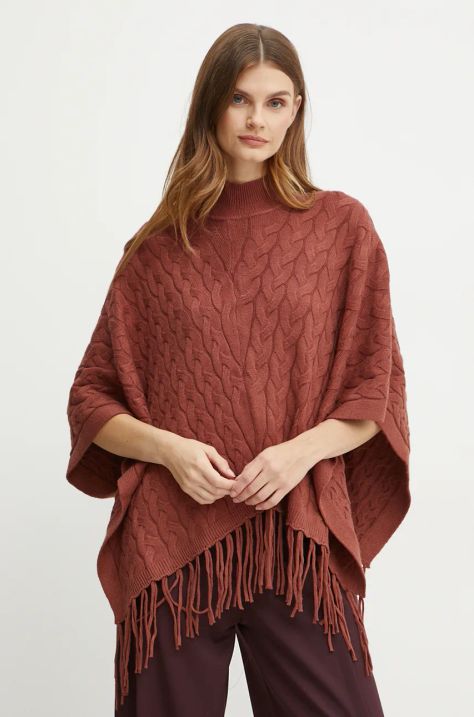 Silvian Heach poncho PLIZ culoarea maro, călduros, GPA24321PN