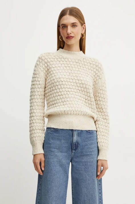 Silvian Heach pulover TILZI femei, culoarea bej, cu turtleneck, CVA24034MA