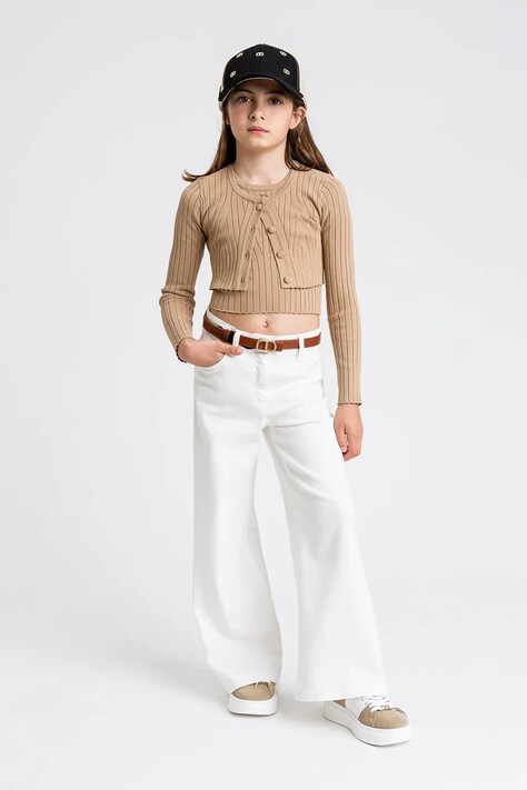 Twinset cardigan copii culoarea bej, light, 251GJ3405