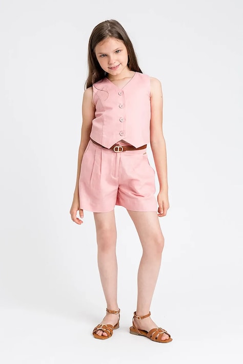 Детские льняные шорты Twinset цвет розовый однотонные 251GJ2403
