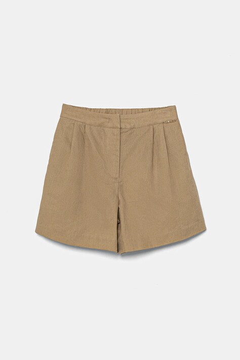 Twinset gyerek vászon rövidnadrág bézs, sima, 251GJ2403
