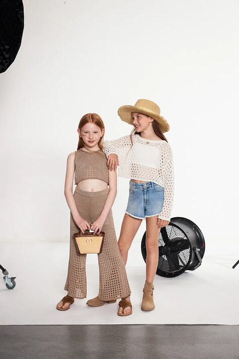 Twinset pantaloni scurți din denim pentru copii uni, 251GJ2521