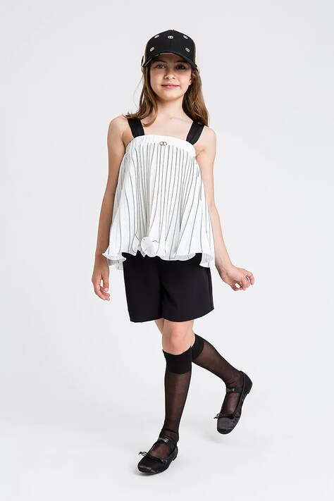 Twinset pantaloni scurti copii culoarea negru, neted, talie reglabila, 251GJ2QN5