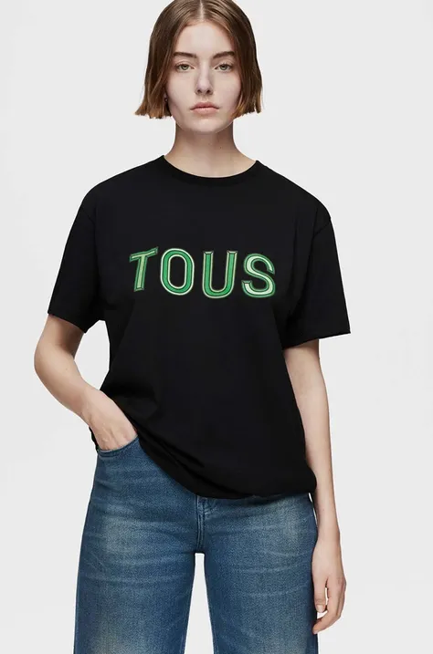 Pamučna majica Tous za žene, boja: zelena, 2002104739