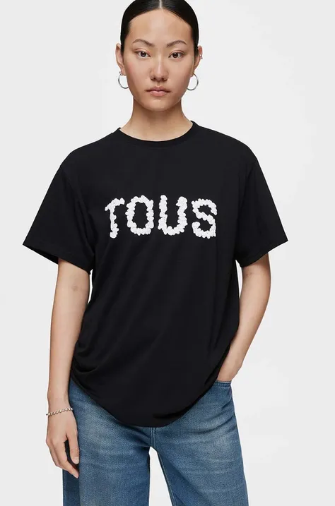 Pamučna majica Tous za žene, boja: crna, 2002104851