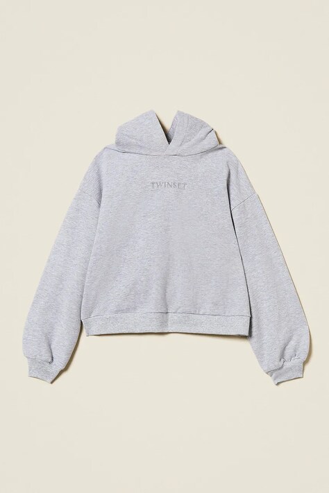 Twinset bluza dziecięca kolor szary z kapturem melanżowa 252GJ2010