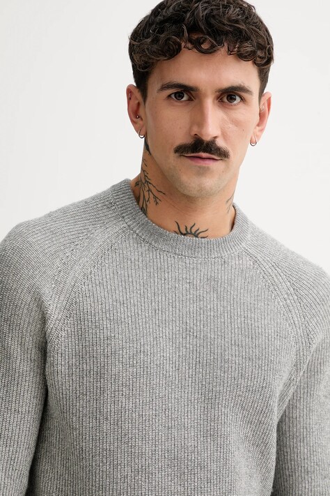 Marc O'Polo sweter z dodatkiem wełny męski kolor szary lekki 531516060208
