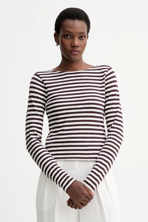 Marc O'Polo longsleeve din bumbac culoarea maro, 510219652597