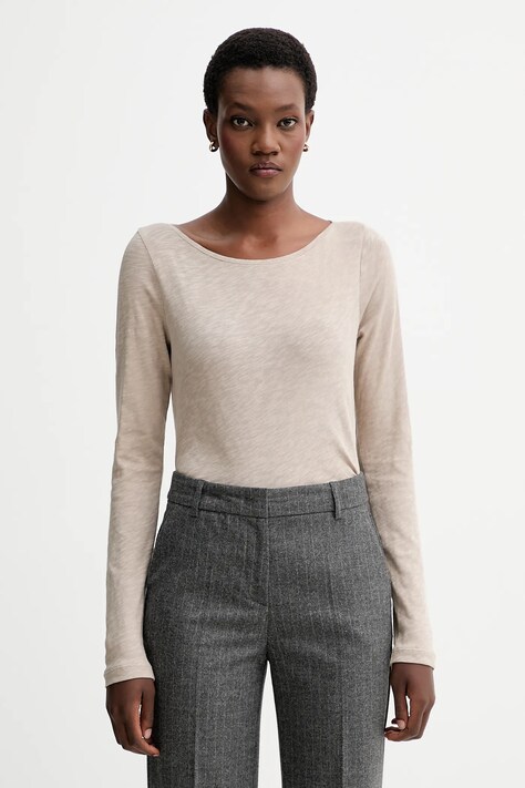 Marc O'Polo longsleeve din bumbac culoarea bej, 510226152199