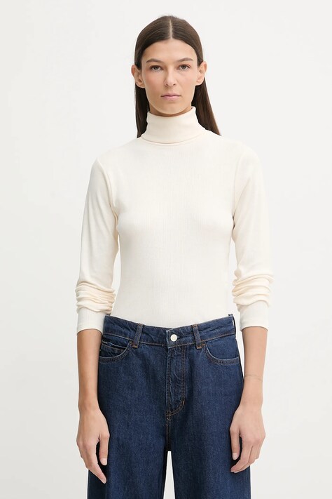 Marc O'Polo longsleeve kolor beżowy z golfem 5000007490