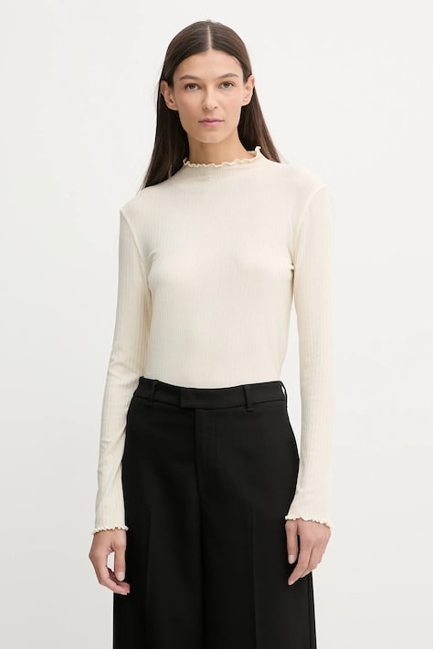 Marc O'Polo longsleeve kolor beżowy z półgolfem 5000007536