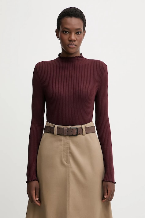 Marc O'Polo longsleeve kolor bordowy z półgolfem 5000007536