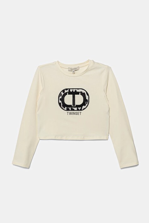 Twinset longsleeve dziecięcy kolor beżowy 252GJ232A