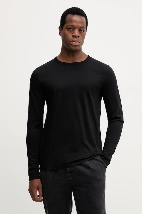 Mos Mosh longsleeve din bumbac PERRY culoarea negru, uni, 500430