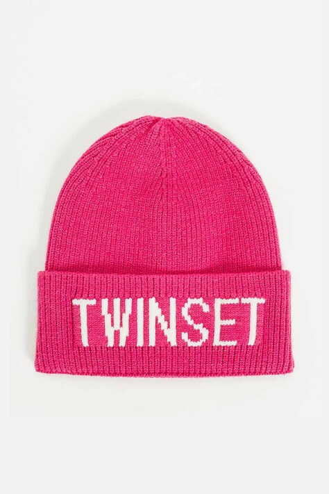 Twinset czapka kolor różowy 252GJ5015