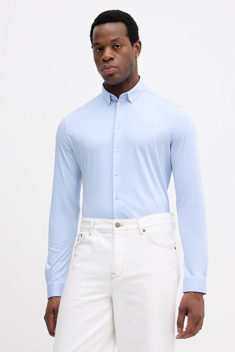 Mos Mosh koszula bawełniana MARCO męska kolor niebieski regular z kołnierzykiem button-down 500940