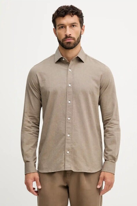 Mos Mosh cămașă MARCO culoarea maro, cu guler clasic, regular, 508090